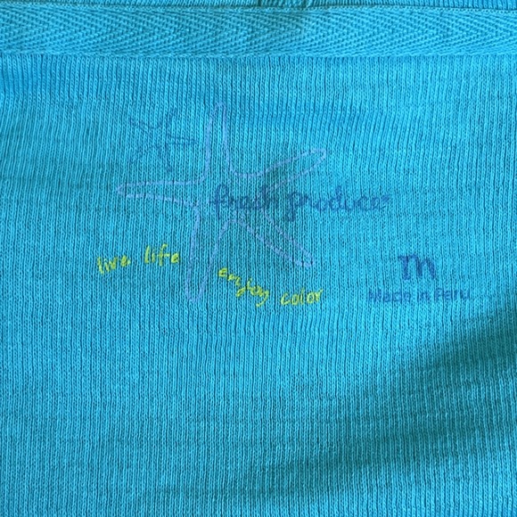 Fresh Produce Waffle Knit Hoodie Womens M Teal Paisley Light Weight Full Zip - Picture 7 of 7